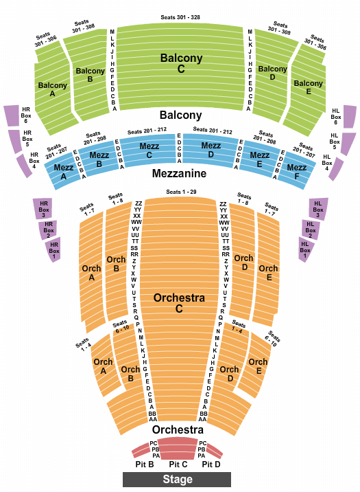 The Buell Theatre Book of Mormon Seating Chart
